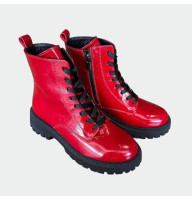 Жіночі червоні зимові черевики з лакованої шкіри Lion Shoes 150378