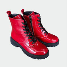 Жіночі червоні зимові черевики з лакованої шкіри Lion Shoes 150378