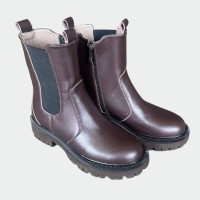 Жіночі зимові черевики Lion Shoes L-18 шкіра овчина шоколад