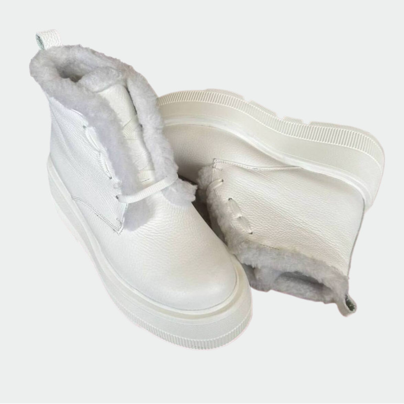 Жіночі зимові черевики Lion Shoes 20124 з натуральної білої шкіри, 40 розмір