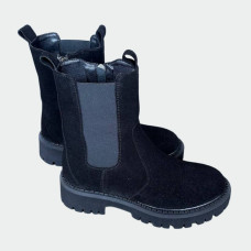 Жіночі зимові черевики Lion Shoes L-18-1 замша овчина чорний
