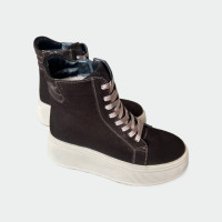 Жіночі зимові черевики Lion Shoes 272378 замша овчина шоколад