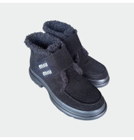 Жіночі зимові черевики Lion Shoes Міу замша овчина чорні
