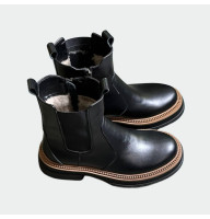 Жіночі зимові черевики Lion Shoes H-Челсі шкіра овчина чорні