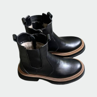 Жіночі зимові черевики Lion Shoes H-Челсі шкіра овчина чорні
