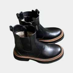 Жіночі зимові черевики Lion Shoes H-Челсі шкіра овчина чорні