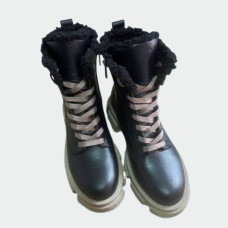 Жіночі зимові черевики Lion Shoes 260378 шкіра овчина чорні