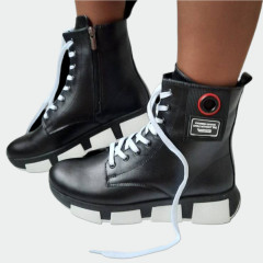 Жіночі зимові черевики Lion Shoes C-378 шкіра овчина чорні