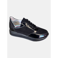 Жіночі чорні кросівки із замші та лакованої шкіри Lion Shoes 86915