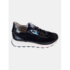 Жіночі чорні кросівки із замші та лакованої шкіри Lion Shoes 400N2