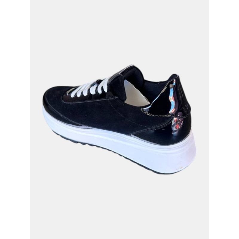Жіночі чорні кросівки Lion Shoes 869N2 із замші та лакованої шкіри, 41 розміром