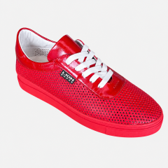 Жіночі мокасини Lion Shoes 60095-1 шкіряні червоні з лаковими вставками